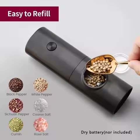 Moulin sel et poivre électrique LED — réglage de finesse